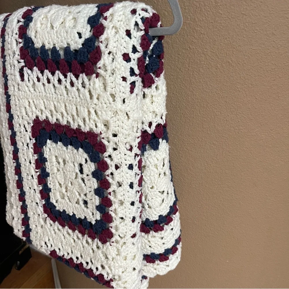 Handmade Large Granny Square Afghan Blanket 58 x 81
